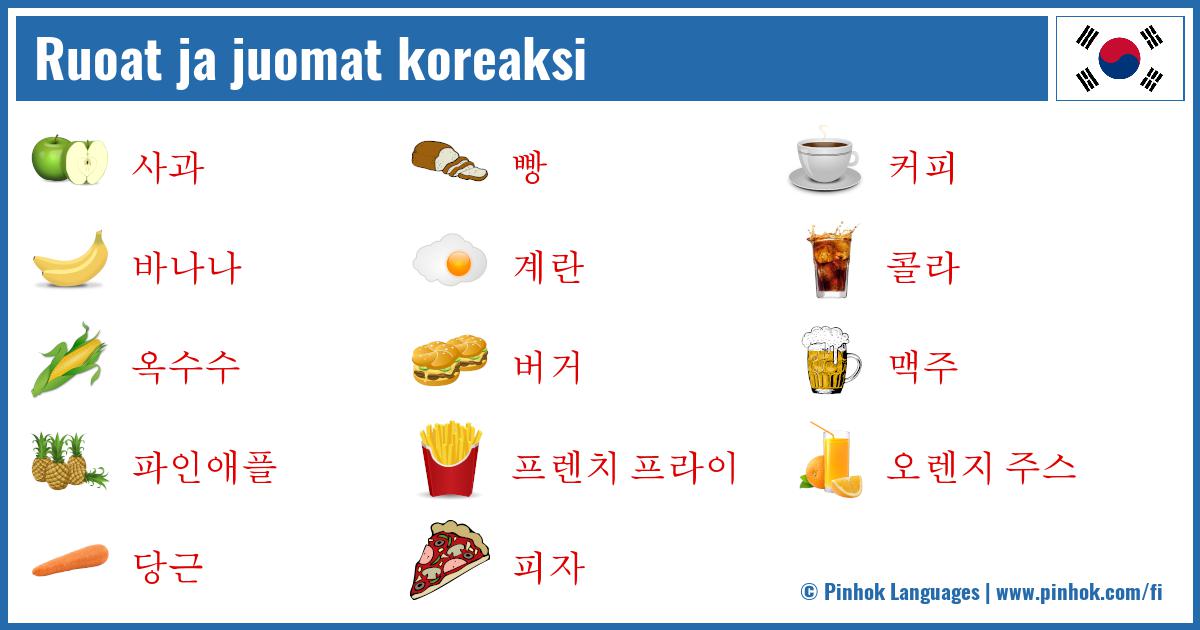 Ruoat ja juomat koreaksi