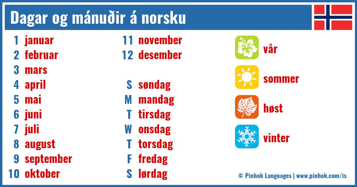 Dagar og mánuðir á norsku