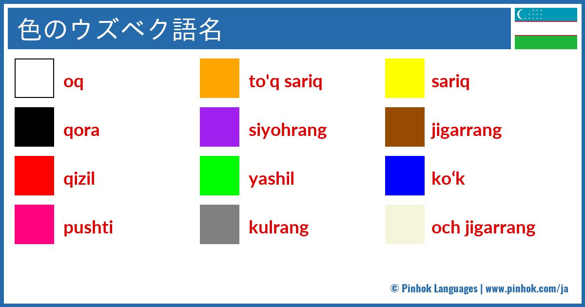 色のウズベク語名