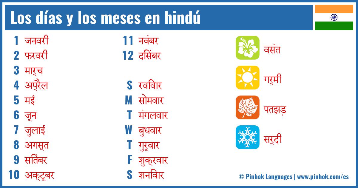 Los días y los meses en hindú