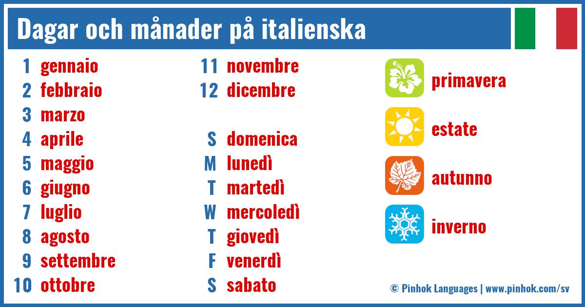 Dagar och månader på italienska